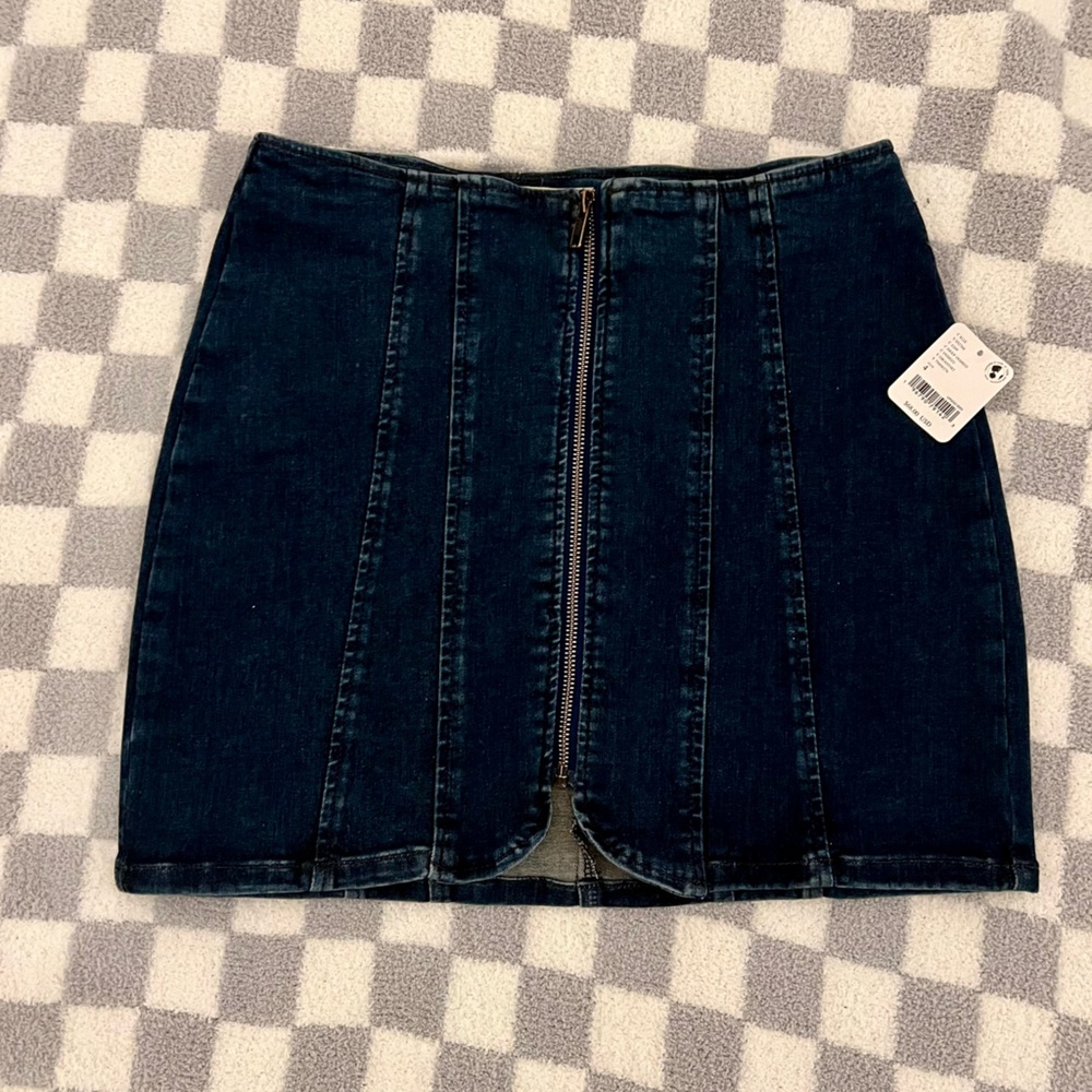 Free People jean stretchy mini skirt